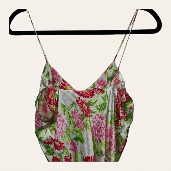 0283. FANTASIES BY MORGAN TAYLOR 100%‎ SILK NIGHTY FLORAL SPAGHETTI STRAPS SZ M - Picture 6 of 8